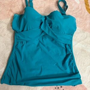 Profile by Gottex Teal Wrap-Front Tankini Swim Top Only